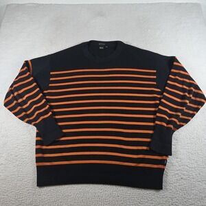 Hugo Boss Sweater Mens XL Blue Striped Pullover Long Sleeve Italian Yarn